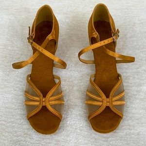 Bronze copper suede bottom Latin ballroom satin dance shoes heels pumps